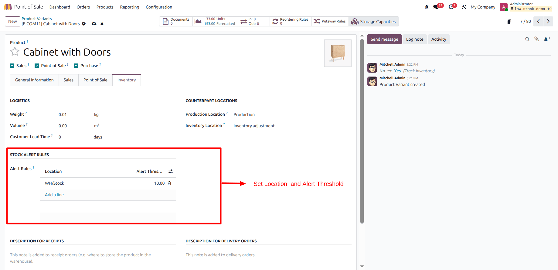 POS product grid with low-stock badges